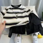 Boys Clothes Set Summer New Fashionable Children's Striped Short sleeved T-shirt+Shorts 2-piece Set