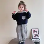 Kawaii Girl Fashion Hooded Sports Shirt Pants Set Student Autumn Casual Coat Tops Sports Pants 2-Piece Set Children's Clothing