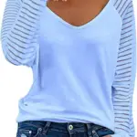 Women Spring Autumn WinterTops Strip Lace Tees Sexy Vintage Full Long Sleeve T Shirts Loose Casual Tees