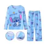 New Spring Boys Pajamas Set Stitch Clothes Girls Pants Casual Loose Long Sleeves Tops Sleepwear Child Nightgown