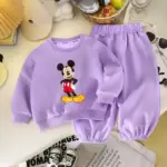 2025 Toddler Autumn Sets Mickey Cartoon Crewneck Sweatshirt And Long Pants Two Piece Suit Trendy Casual Sportswear For Kids Wear
