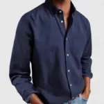 European American New Fashion Men's Solid Color Casual Trendy Simple Basic Loose Turn-down Collar Long Sleeve Denim Shirts Male