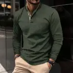 Men Shirts Stand Collar Tops Pullover