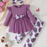 3PCS Autumn Clothing Set Infant Girl Long Sleeved Top with Bow+Floral Pants+Headband Fashion Outfits for 0-3 Years Toddler Girl
