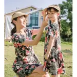 2025 Family Vacation Clothes Sets Mother Daughter Matching Shirts Two Piece Outfits Summer Floral Dresses Father and Son Same