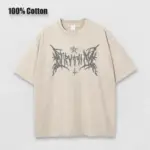Hip Hop Vintage 90s Short-Sleeved Oversized T-Shirt Summer Goth Design Sense Loose Top Tide Streetwear Washed Denim T-Shirt