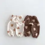 Autumn Warm Plush Casual Children's Pants Children's Clothing Soft And Comfortable Home Clothes Pants Cartoon Bear Pants