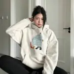 Korean Women's Hooded Sweatshirt New Spring and Autumn Casual Versatile Loose Thin Graphic Harajuku Style Hoodie Casual Sweat