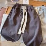 KIDWHXR Spring Autumn Toddler Boys Pants Simple Solid Color 1-8 Years Boys Sports Pants Loose Elastic Waist Baby Boys Trousers