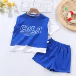 Girl 2025 New Summer Casual T-shirt Suits Korean Style Baby Youth Teenage Girls Short Sleeve Contrast Color 2Pcs Clothes Sets