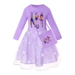 KPop Demon Hunters Kids Clothes Long Slevess Dresses Cotton Rainbow Full Dress Teen Girl's Fashion Clothing Party Clothes 3-12Y
