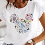 Cartoon Cute Disney Princess Print Summer Kid Fashion Cotton T Shirt Girl Current Clothing Top Children's Short Sleeved Shirt