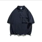 Japanese Harajuku Style Short Sleeved Cargo Shirts For Men Korean Fashion Summer Loose Polo Shirt T-shirt For Men Streetwear Y2k