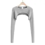 Punk Slim Knit Long Sleeve Crop Top Thin Harajuku Cropped Sweaters Pullovers Simple Streetwear Y2k Aesthetic Clothes Lady