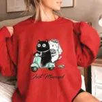 Honeymoon Mrs Mr Sweatshirt Casual Couple Gift Lovely Cat Wedding Classy Elegant Modern Graphic Newlyweds Hoody Just Married