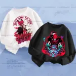 Anime Vox Hazbin Hotels Print Long Sleeve T-shirts for Kids Clothes White Black Tops Spring Autumn Pullover Harajuku Cartoon