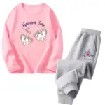 Girls Cartoon Unicorn Clothing Sets Kids Long Sleeve Cute Horse T-shirt Tops + Pants 2pcs Outfits Fashion Tracksuits