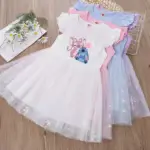 Girls Clothes New Summer Disney Princess Dresses Flying Sleeve Kids Dress Stitch Party Baby Dresses for Children Clothing