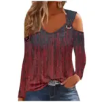 2024 Fall Long Sleeve T-shirt Casual Tshirt Women Tops Print Sexy Hollow Out T Shirt For Women Cotton Top Femme