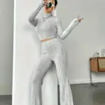 Turtleneck Tops Casual Straight Pants