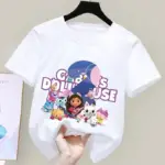 Gabby Dollhouse Girls Clothes Anime Cartoon Character Pattern T-shirts Baby Show Birthday Party Clothing Comfortable Breathable