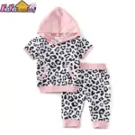Newborn Baby Girl Clothes Set Summer Infant Fashion Leopard Short Sleeve Hooded Tops Cropped pants 2Pcs Outfits Toddler Clothing