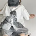 Boys' Summer Shirt Set New Style Korean Edition Children's Short sleeved Top+Shorts Two piece Set