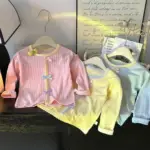 Spring Autumn Girl Clothing Long Sleeve Base Shirt Fashion Lovely Children's Wear Tops Baby Girls Blouse Crewneck Bottom Shirts