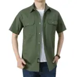 Men Short Sleeve Multi Pockets Tooling Shirts New Summer Male Military Loose Cargo Shirts Quality Men Cotton Casual Shirts 5XL