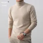 Autumn Mens Woolen Knitted Turtleneck Sweater Slim Long Sleeve Anti-pilling Pullover Outdoor Winter Warm Heavyweight Streetwear