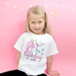 Personalized Fish 1-9 Birthday Girls Shirts T-Shirt Wild Tee Party Tee Shirt Unicorn with Name Clothes Kids Fashion Tops Outfit