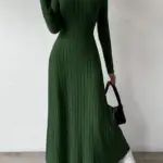 Clothing Knitted Long-sleeved Round Neck Long Dresses