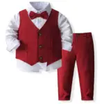 Boys' Dress Spring and Autumn New Children's Shirt Vest Pants Set
