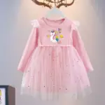 Girls Autumn Clothes New Unicorn Princess Dresses Kids Long sleeves Dress Party Baby Dresses for Children Clothing Fashion 2-8T