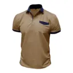 New Summer Men's Short-sleeved Elastic Denim Polo Shirt Men Lapel T-shirt Slim-fit Top Tee