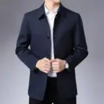 Men Jacket Men's Spring Business Suit Long Sleeve Single Breasted Coat for Autumn Solid Color Casual Jacket with Turn-down