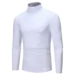 2021 New Men's Solid Color Turtleneck T Shirts Male Slim Fit Long Sleeve T Shirts Black White Men tshirt Tops S-3XL